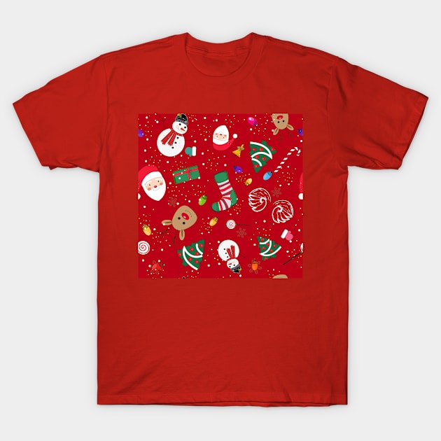 Happy new year theme pattern red T-Shirt by GULSENGUNEL